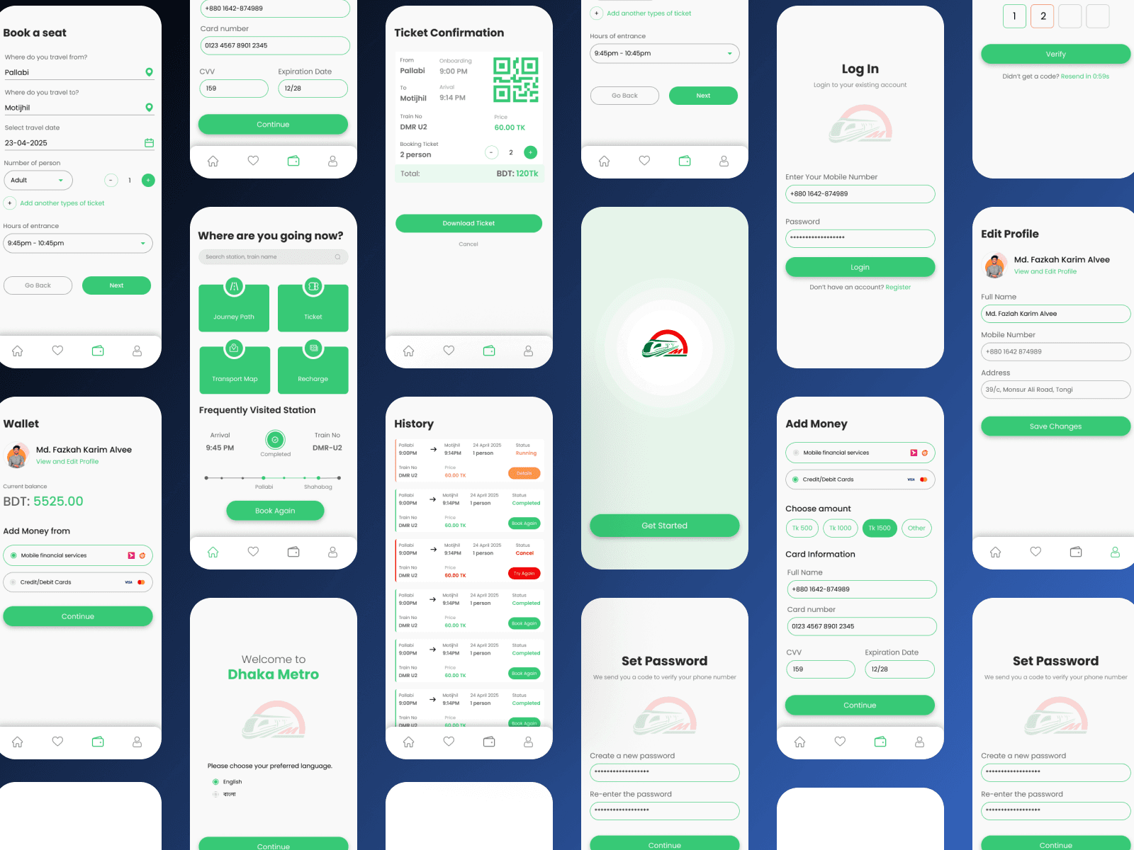 Mobile app screens UI/UX design